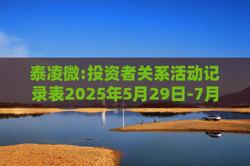 泰凌微:投资者关系活动记录表2025年5月29日-7月1日
