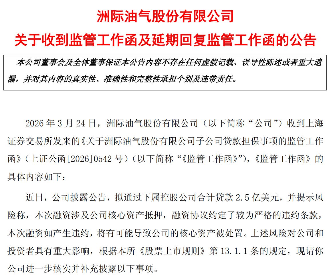 2.5亿美元贷款悬了？洲际油气取消临时股东会并两度延期回复监管问询 中证投服中心建议“充分评估还款能力”  第2张